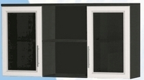 Антресоль большая с двумя стеклодверями ДЛЯ ГОСТИНОЙ АБС-2 Венге/Дуб выбеленный в Вологде - vologda.katalogmebeli.com | фото