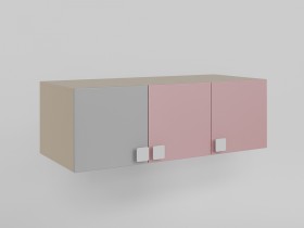 Антресоль на шкаф 3-х створчатый (Розовый/Серый/корпус Клен) в Вологде - vologda.katalogmebeli.com | фото
