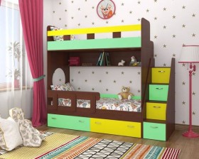 Детская двухъярусная кровать Юниор-1 Белый/Синий Распродажа в Вологде - vologda.katalogmebeli.com | фото 4