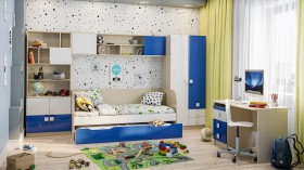 Детская комната Скай Люкс (Синий/Белый/корпус Клен) в Вологде - vologda.katalogmebeli.com | фото