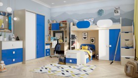Детская комната Скай Люкс (Синий/Белый/корпус Клен) в Вологде - vologda.katalogmebeli.com | фото 5