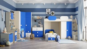 Детская комната Скай Люкс (Синий/Белый/корпус Клен) в Вологде - vologda.katalogmebeli.com | фото 7