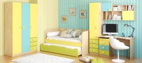 Детская комната Смайли (Желтый/Голубой/Зеленый/корпус Клен) в Вологде - vologda.katalogmebeli.com | фото