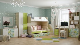 Детская комната Твит (Белый/Зеленый/корпус Клен) в Вологде - vologda.katalogmebeli.com | фото 4