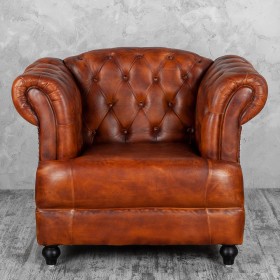 Кресло кожаное Лофт Честер-Нью (Коричневый, Рыжий) в Вологде - vologda.katalogmebeli.com | фото 7