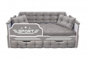 Кровать 160 серии Спорт 2 ящика 45 Серый (подушки) в Вологде - vologda.katalogmebeli.com | фото