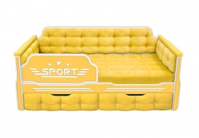 Кровать 160 серии Спорт 2 ящика 74 Жёлтый (мягкие боковые накладки) в Вологде - vologda.katalogmebeli.com | фото