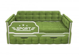 Кровать 160 серии Спорт 2 ящика 76 Зелёный (мягкие боковые накладки) в Вологде - vologda.katalogmebeli.com | фото