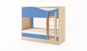 Кровать 2-х ярусная с ящиками (Беленый дуб/Синий) в Вологде - vologda.katalogmebeli.com | фото