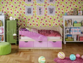 Кровать Бабочки 1,6м (Сиреневый металлик) в Вологде - vologda.katalogmebeli.com | фото