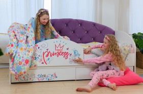 Кровать детская Эльза с бортиком Принцесса Белый/Фиолетовый в Вологде - vologda.katalogmebeli.com | фото