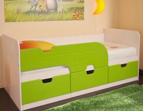 Кровать детская Минима 1,86м с ящиками (дуб атланта/лайм глянец) в Вологде - vologda.katalogmebeli.com | фото