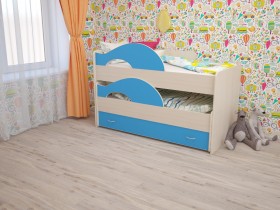 Кровать детская Радуга 1600 Млечный дуб/Голубой в Вологде - vologda.katalogmebeli.com | фото