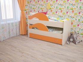 Кровать детская Радуга 1600 Млечный дуб/Оранжевый в Вологде - vologda.katalogmebeli.com | фото 1