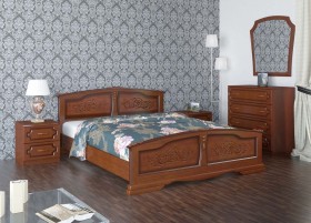 Кровать Елена из массива сосны 1600*2000 Орех в Вологде - vologda.katalogmebeli.com | фото