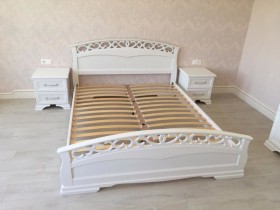 Кровать Грация-1 из массива сосны 1600*2000 Белый античный в Вологде - vologda.katalogmebeli.com | фото 9