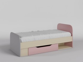 Кровать Грэйси 1650х750 (Розовый/Серый/корпус Клен) в Вологде - vologda.katalogmebeli.com | фото