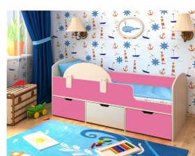 Кровать Малыш-мини Дуб молочный/Розовый в Вологде - vologda.katalogmebeli.com | фото