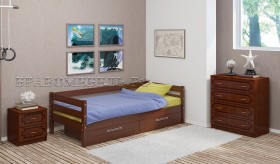 Кровать одинарная ГЛОРИЯ из массива сосны  900*2000 (Орех) в Вологде - vologda.katalogmebeli.com | фото