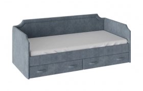 Кровать с мягкой обивкой и ящиками «Кантри» Тип 1 (900) (Замша синяя) в Вологде - vologda.katalogmebeli.com | фото