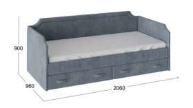 Кровать с мягкой обивкой и ящиками «Кантри» Тип 1 (900) (Замша синяя) в Вологде - vologda.katalogmebeli.com | фото 3