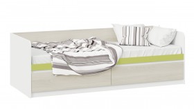 Кровать «Сканди» с 2 ящиками Дуб Гарден/Белый/Зеленый в Вологде - vologda.katalogmebeli.com | фото