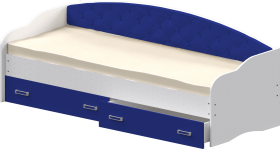 Кровать Софа-7 с мягкой спинкой (800х1900) Белый/Синий в Вологде - vologda.katalogmebeli.com | фото