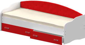 Кровать Софа-7 с мягкой спинкой (800х2000) Белый/Красный в Вологде - vologda.katalogmebeli.com | фото