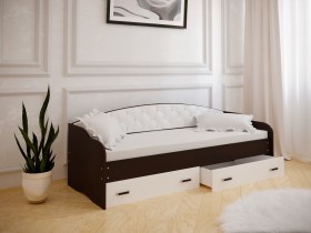 Кровать Софа-7 с мягкой спинкой (800х2000) Венге/ Белый в Вологде - vologda.katalogmebeli.com | фото