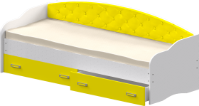 Кровать Софа-8 с мягкой спинкой (900х1900) Белый/Желтый в Вологде - vologda.katalogmebeli.com | фото