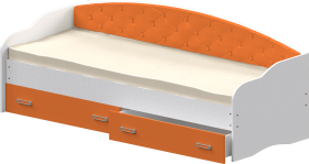 Кровать Софа-8 с мягкой спинкой (900х1900) Белый/Оранжевый в Вологде - vologda.katalogmebeli.com | фото