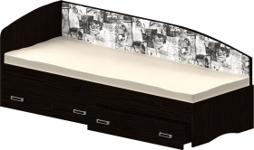 Кровать Софа-9 с мягкой спинкой с рисунком Милана (900х2000) Венге в Вологде - vologda.katalogmebeli.com | фото