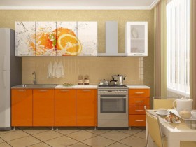 Кухонный гарнитур 1,8м Апельсин (Белый/Оранжевый металлик/Фотопечать апельсин) в Вологде - vologda.katalogmebeli.com | фото 1