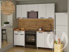 Кухня Кьяра 2.0 м с окапом (белый/карбон фарфор/26мм/дуб вотан) в Вологде - vologda.katalogmebeli.com | фото 1