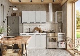 Кухонный гарнитур Нувель 1800мм белый/бетон белый в Вологде - vologda.katalogmebeli.com | фото