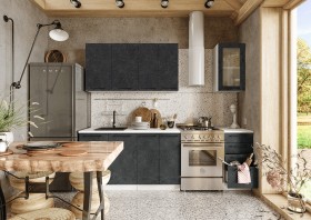 Кухонный гарнитур Нувель 1800мм белый/бетон черный в Вологде - vologda.katalogmebeli.com | фото