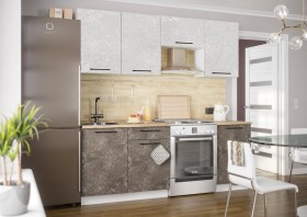 Кухонный гарнитур Нувель 2100мм белый/бетон коричневый в Вологде - vologda.katalogmebeli.com | фото 1