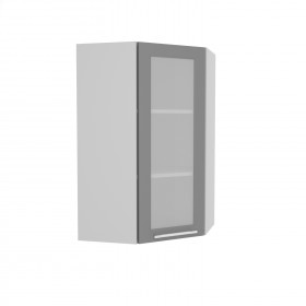 Квадро ВПУС 550 шкаф верхний угловой со стеклом высокий (Железо/корпус Серый) в Вологде - vologda.katalogmebeli.com | фото