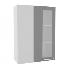 Квадро ВПУС 650 шкаф верхний угловой со стеклом высокий (Железо/корпус Серый) в Вологде - vologda.katalogmebeli.com | фото