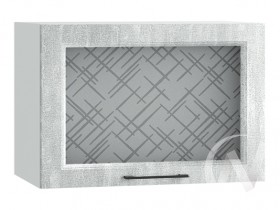 Либерти Шкаф верхний горизонтальный со стеклом ШВГС 609 (Холст грей/корпус белый) в Вологде - vologda.katalogmebeli.com | фото