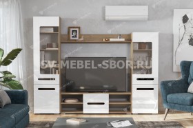 Мебель для гостиной МГС 6 (Исполнение 1/Дуб золотой/Белый глянец) в Вологде - vologda.katalogmebeli.com | фото