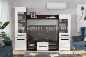 Мебель для гостиной МГС 6 (Исполнение 1/Венге/Белый глянец) в Вологде - vologda.katalogmebeli.com | фото