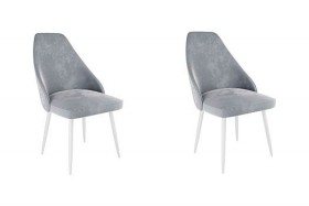 Набор стульев Милан 2 шт (серый велюр/белый) в Вологде - vologda.katalogmebeli.com | фото