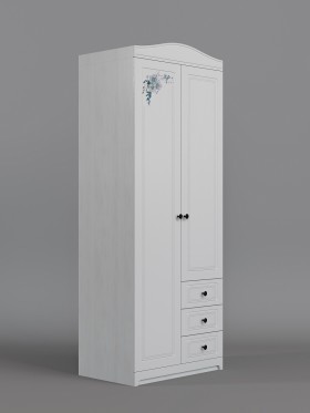 Шкаф 2-х створчатый с ящиками Бэлла (Выбеленное дерево/Белый) в Вологде - vologda.katalogmebeli.com | фото
