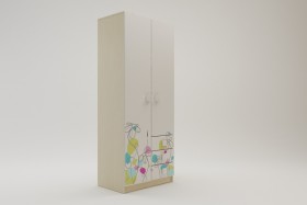 Шкаф 2-х створчатый с ящиками Флёр (Белый/корпус Клен) в Вологде - vologda.katalogmebeli.com | фото