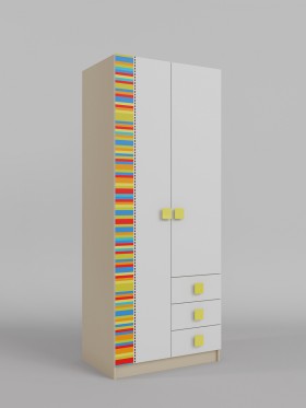 Шкаф 2-х створчатый с ящиками Клаксон без машинок (Белый/корпус Клен) в Вологде - vologda.katalogmebeli.com | фото