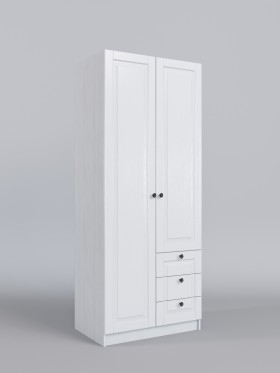 Шкаф 2-х створчатый с ящиками Классика (Белый/корпус Выбеленное дерево) в Вологде - vologda.katalogmebeli.com | фото