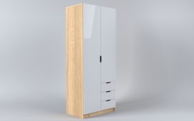 Шкаф 2-х створчатый с ящиками Лофт (Белый/корпус Дуб Сонома) в Вологде - vologda.katalogmebeli.com | фото 1