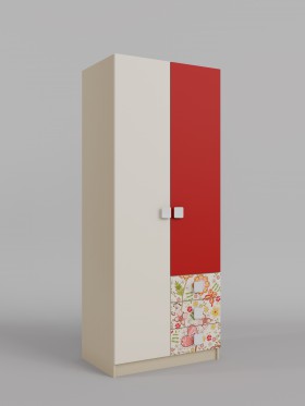 Шкаф 2-х створчатый с ящиками Ретвит (Бежевый/Красный/корпус Клен) в Вологде - vologda.katalogmebeli.com | фото