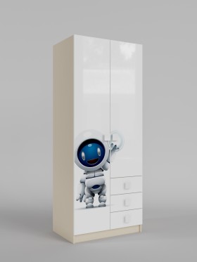 Шкаф 2-х створчатый с ящиками Санни (Белый/корпус Клен) в Вологде - vologda.katalogmebeli.com | фото
